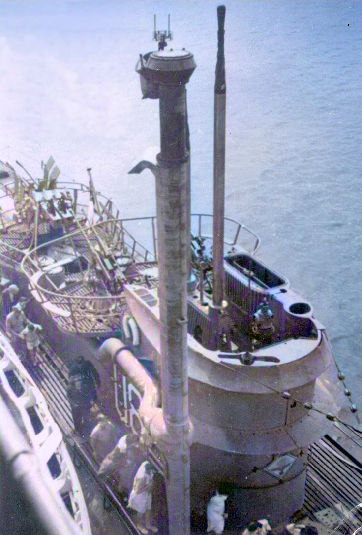 Fig 1. Type IXC/40 U-889. Surrendered Nova Scotia 1945 and fitted with Schnorchel radar and AA guns.